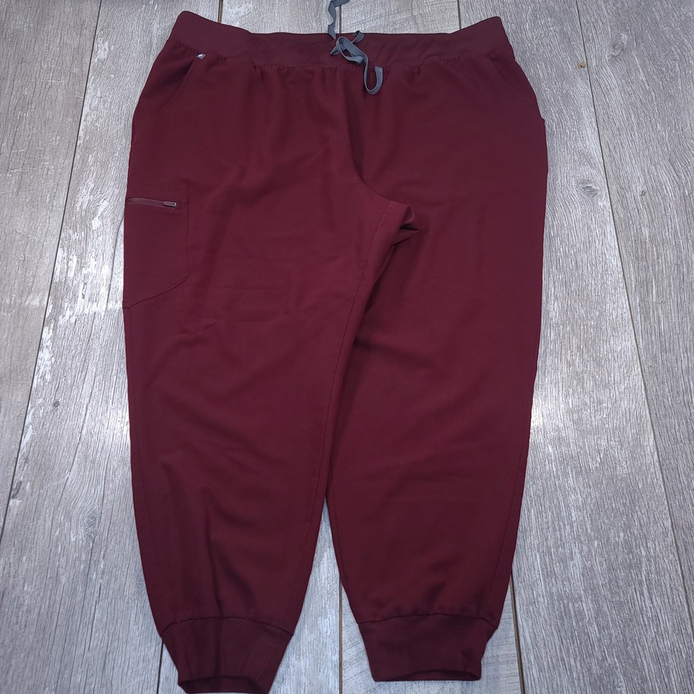 Figs HW Zamora Jogger Pants Women 5XL Burgundy High Waisted Scrub Bottoms